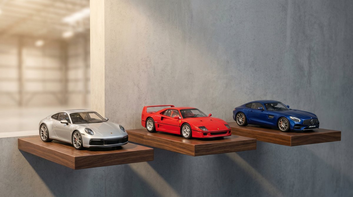 Entrepot Models118 avec des voitures miniatures de collection sur des etageres a Czestochowa en Pologne