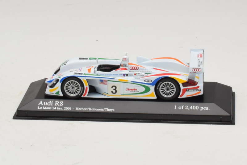 Audi R8 LMP #3 J. Herbert / R. Kelleners 24 Hours of Le Mans 2001 Minichamps 1:43 400010903 Métal