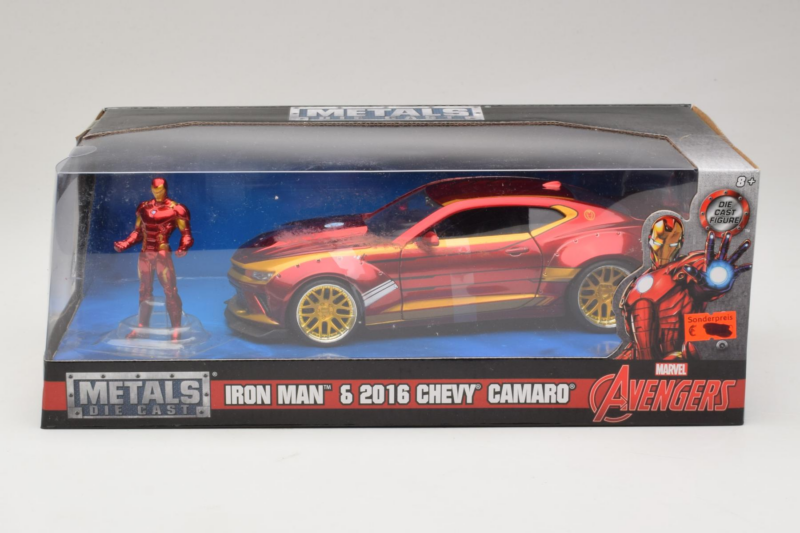 Chevrolet Camaro Iron Man Avec Figurine Metals Diecast 1:24 99724 Métal