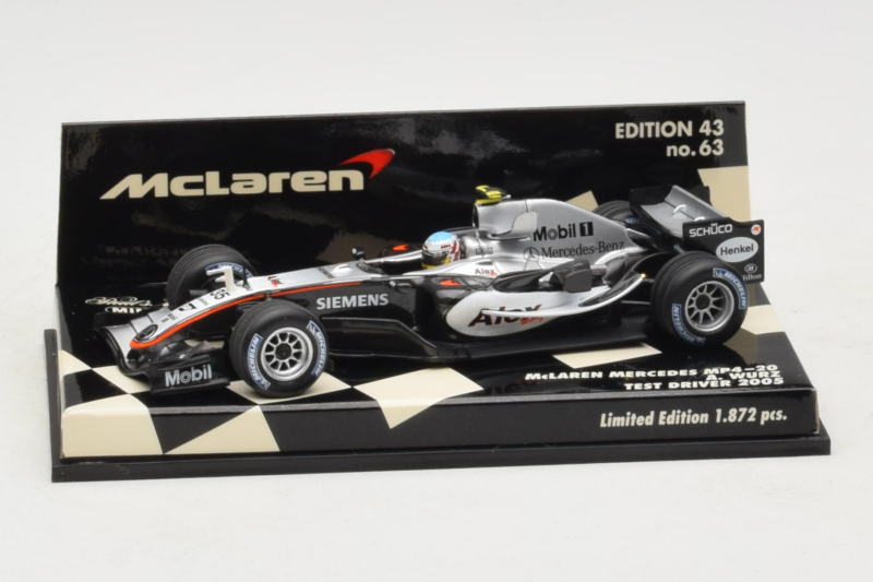 McLaren MP4-20 Mercedes A. Wurz F1 2005 Minichamps 1:43 530054355 Métal