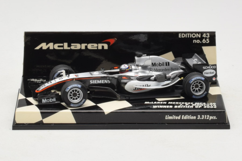 McLaren MP4-20 Mercedes #10 J.P. Montoya British GP Winner F1 2005 Minichamps 1:43 530054320 Métal