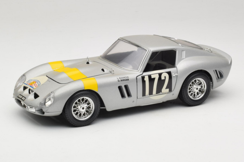 Ferrari 250 GTO #172 L. Bianchi / G. Berger Tour de France 1962 Argent Édition Limitée Bburago 1:18 3011-S1 Métal