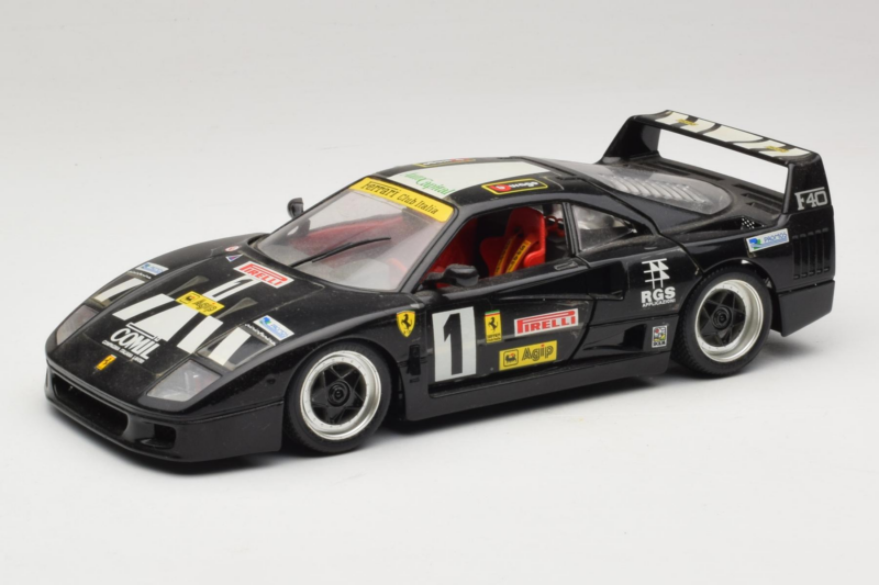 Ferrari F40 Pirelli Agip #1 Noir Bburago 1:18 3332-B1 Métal