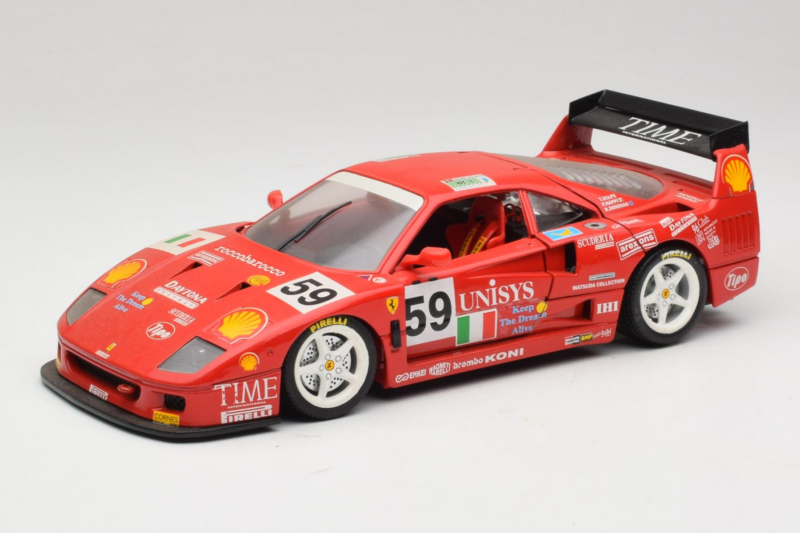 Ferrari F40 LM Unisys #59 Ota / P. Nappi / R. Donovan 24 Hours of Le Mans 1996 Bburago 1:18 3032-U1 Métal