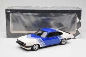 Ford Capri Mk2 3.0 Blanc avec Rayures Bleues Minichamps 1:18 155788600 Métal — image 6 sur 6