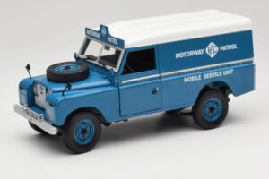 Land Rover Series III 109 Soft Top Motorway Patrol Bleu Eagles Race 1:18 4403 Métal