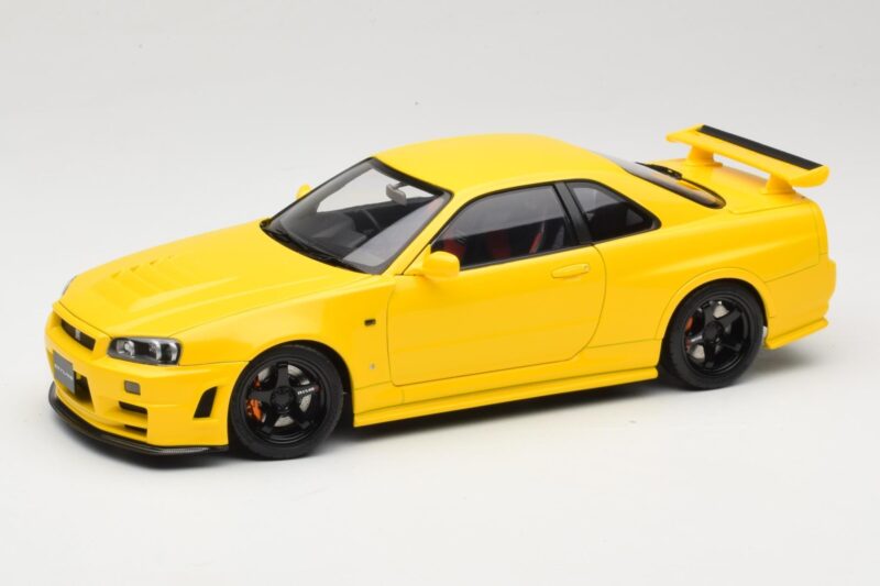 Nissan Skyline GT-R R34 Customized Version Jaune MotorHelix 1:18 M83412 Métal