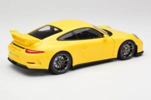Porsche 911 991 GT3 Racing Jaune & Jantes Argent Minichamps 1:18 110062722 Métal — image 3 sur 8