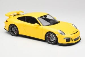 Porsche 911 991 GT3 Racing Jaune & Jantes Argent Minichamps 1:18 110062722 Métal — image 6 sur 8