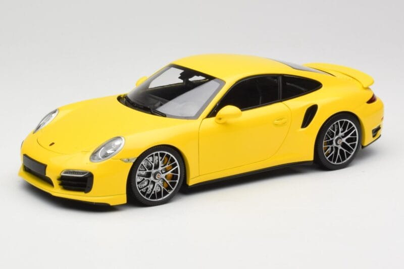 Porsche 911 991 Turbo S Jaune Avec Jantes Argentées Minichamps 1:18 110062322 Métal