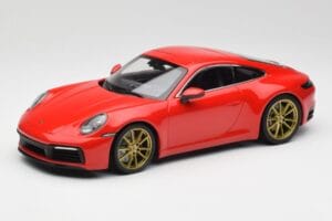 Porsche 911 992 Carrera 4S Guards Rouge & Roues Or Minichamps 1:18 153067328 Métal