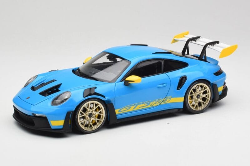 Porsche 911 992 GT3 RS Shark Bleu & Jaune Decor Concept Minichamps 1:18 911992001 Métal