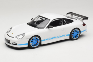 Porsche 911 996 GT3 RS Blanc Bandes Bleues Minichamps 1:18 155062021 Métal