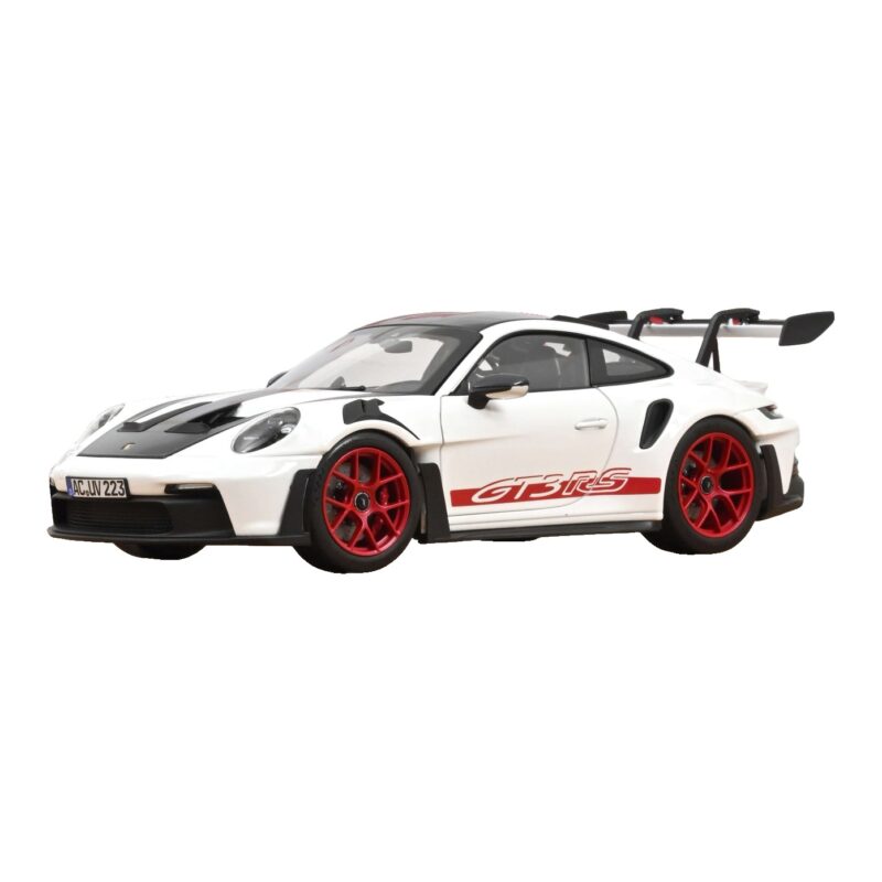 Porsche 911 992 GT3 RS Weissach Package Blanc Pyro Red Norev 1:18 187373 Métal