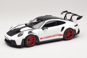 Porsche 911 992 GT3 RS Weissach Package Blanc Pyro Red Norev 1:18 187373 Métal