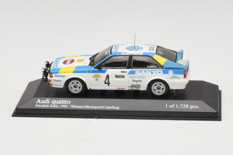 Audi Quattro #4 S. Blomqvist / B. Cederberg Rally Sweden Winner 1982 Minichamps 1:43 430821904 Métal