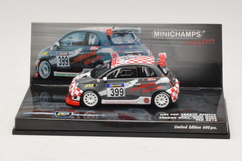 Fiat 500 Abarth Assetto Corse #399 Autohaus Winz VLN 2010 Minichamps 1:43 Fiat 500 Abarth Assetto Corse #399 Autohaus Winz VLN 2010 Minichamps 1:43 437101299 Métal