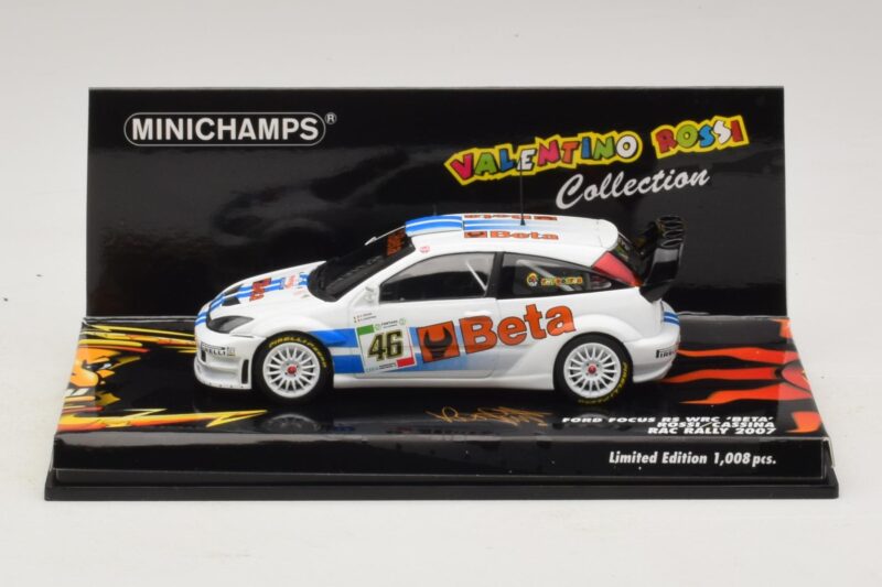 Ford Focus RS WRC #46 V. Rossi / C. Cassina RAC Rally 2007 Boîte Endommagée Minichamps 1:43 400078446-O1 Métal