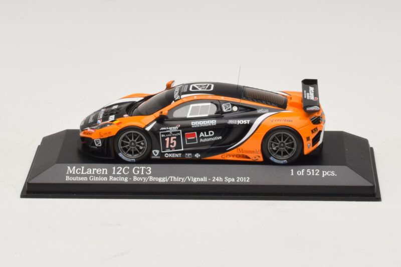 McLaren MP4-12C GT3 #15 Boutsen Racing Bovy / Broggi 24 Hours of Spa 2012 Minichamps 1:43 437121315 Métal