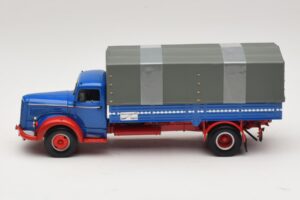 Mercedes L 315 Camion Plateau Bleu Rouge Minichamps 1:43 439034420 Métal — image 3 sur 6