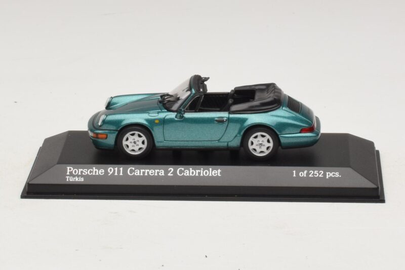 Porsche 911 964 Carrera 2 Cabriolet Turquoise Minichamps 1:43 Porsche 911 964 Carrera 2 Cabriolet Turquoise Minichamps 1:43 430067332 Métal