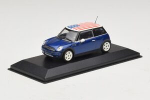 Mini Cooper S R53 Bleu Avec Drapeau Américain Minichamps 1:43 MINI014 Métal — image 2 sur 5