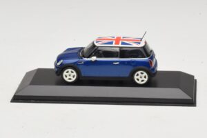 Mini Cooper S R53 Bleu Avec Drapeau Britannique Minichamps 1:43 MINI026 Métal