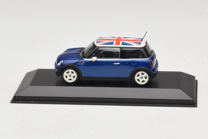 Mini Cooper S R53 Bleu Avec Drapeau Britannique Minichamps 1:43 MINI026 Métal