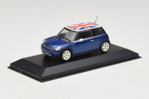 Mini Cooper S R53 Bleu Avec Drapeau Britannique Minichamps 1:43 MINI026 Métal — image 2 sur 4