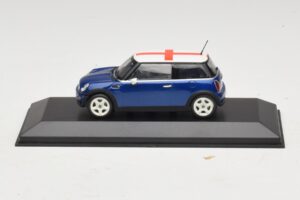 Mini Cooper S R53 Bleu Avec Drapeau Anglais Minichamps 1:43 MINI012 Métal