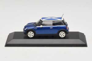 Mini Cooper S R53 Bleu Avec Drapeau Écossais Minichamps 1:43 MINI016 Métal