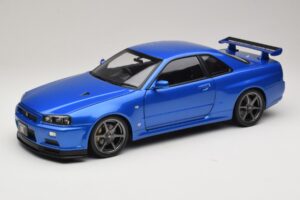 Nissan Skyline GT-R R34 V-Spec II Bleu Métallisé OEM Jantes KK-Scale 1:12 KKDC120211-1 Métal