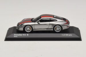 Porsche 911 991.1 R Argent Avec Bandes Orange Minichamps 1:43 410066222 Métal