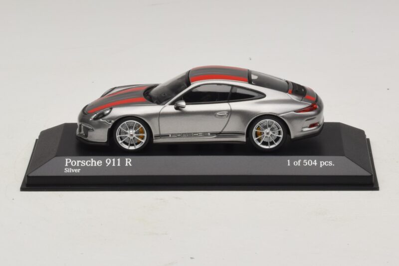 Porsche 911 991.1 R Argent Avec Bandes Orange Minichamps 1:43 410066222 Métal
